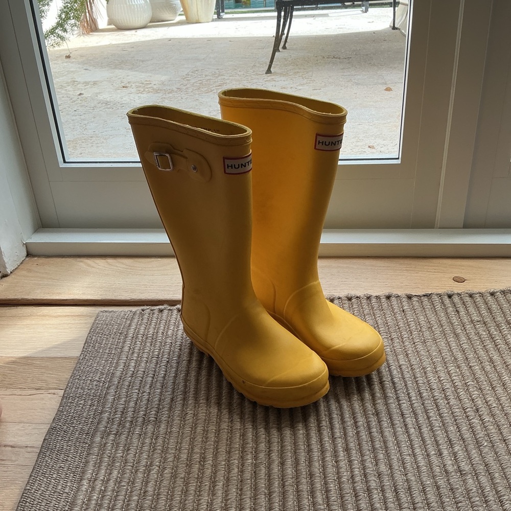 Hunter Bright Yellow Mid-Calf Rubber Rain Boots
